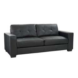 Black Leather 3-Seater Sofa